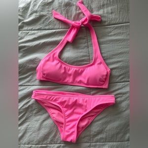 Pink Target Halter Bikini Set